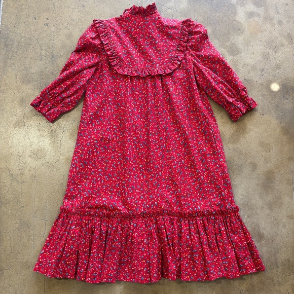 Vintage Hilda Hawaii Red Floral Ruffle MuuMuu Prairie House Dress 1970’s 1980’s - Picture 2 of 7